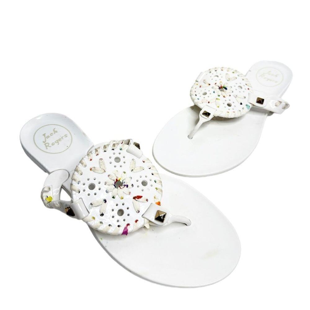 Jack Rogers Sandals‎ Womens Size 5 White Georgica Jelly Slip On Flats
